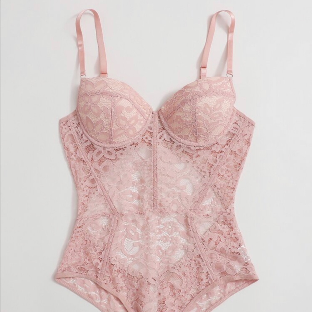 NEW Lace pink teddy bodysuit